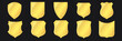 Golden shields set. Heraldic in gold.
