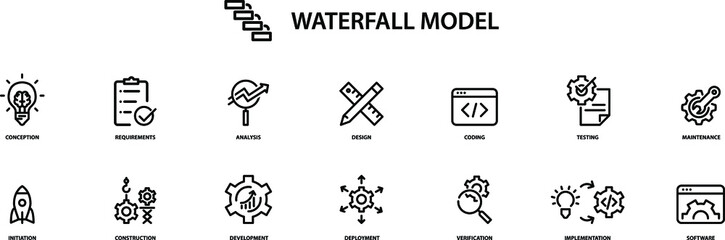 Waterfall - business model icon , vector