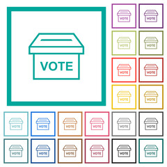 Wall Mural - Ballot box outline flat color icons with quadrant frames