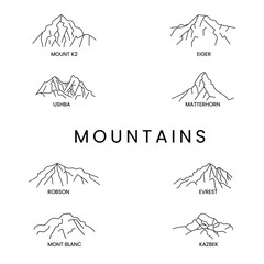 mountain peak template vector illustration collection