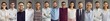 © Studio Romantic - Group of many confident diverse multicultural people with happy faces. Different formal and casual multi studio head shot pictures of company staff. Horizontal panoramic collage website banner design