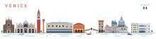City Of Water Venice Monument Buildings Vector Illustration.