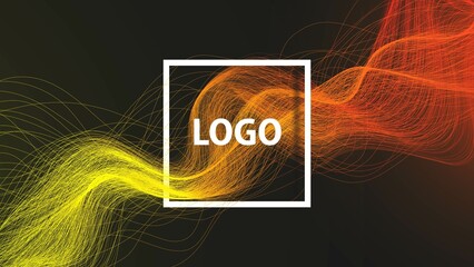 Poster - Neon banner background. Abstract wave design plexus threads with geometric shapes. Placement company's logo. Poster for websites, landing pages, business, social network, discounts. Vector