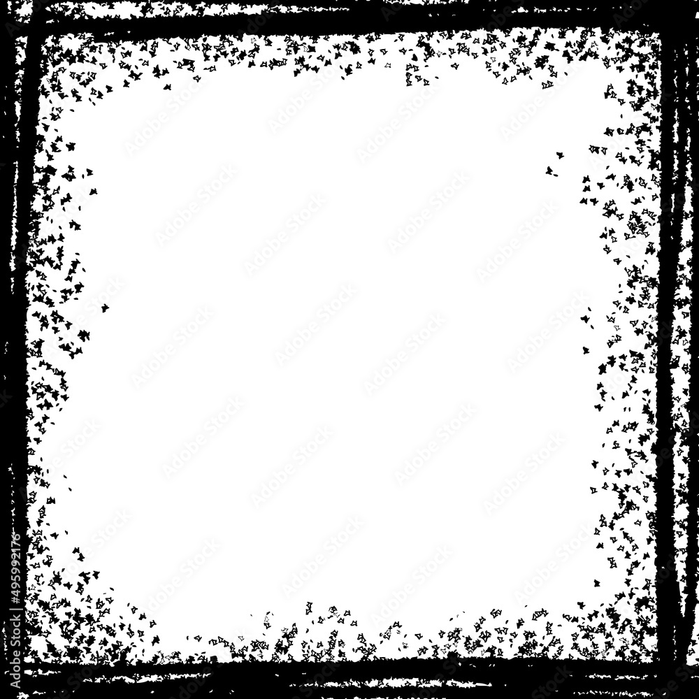 Distress Border Frame Grunge drawing stroke frame. Dirty overlay and distress border frame ...