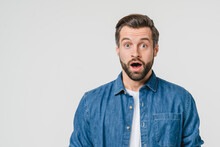 Closeup Shocked Disappointed Caucasian Young Man Expressing Emotions For Sale Discount, Hearing Good Bad News Isolated In White Background