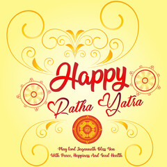 Wall Mural - Happy Rath Yatra holiday background celebration for Lord Jagannath, Balabhadra and Subhadra.Vector illustration, abstract background & template 