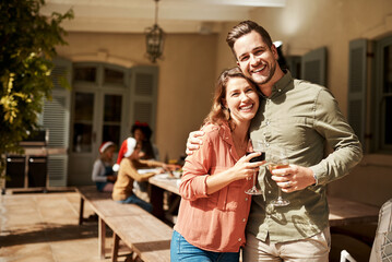 Canvas Print - Appreciate and celebrate the people you have in your life. Cropped shot of an affectionate couple posing together while enjoying a glass of wine.