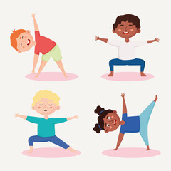 Poster - four kids meditating characters