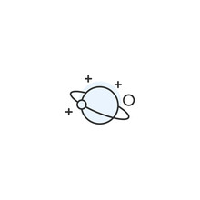 Saturn Planet Line Icon. Astronomy Planetary Orbit Sphere