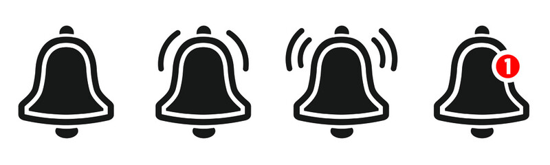 Poster - 
Message bell icon. Doorbell icons set for apps like, alert ringing or subscriber alarm symbol, channel messaging reminders bells
