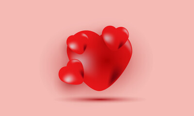 Wall Mural - 3d vector illustration red hearts different