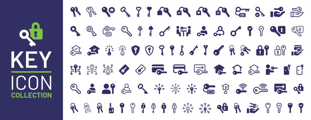 Key access icon collection. Security and privacy symbol vector illustration.