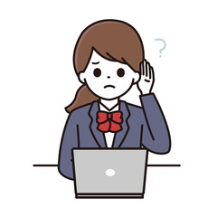 Sticker - 学生 女性 パソコン 女子高校生 難聴