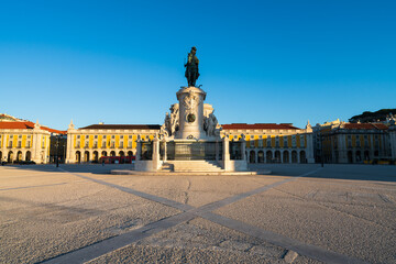 Sticker - Commerce Square (Praca do Comercio) with statue of of King Jose I in Lisbon. Portugal