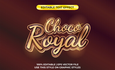 Aufkleber - choco royal 3d text effect with gold theme. typography template for chocolate pruduct.