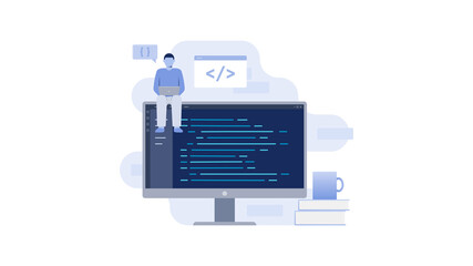 Flat illustration of programmer