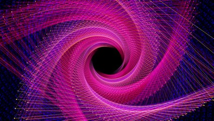Wall Mural - abstract and flickering spiral floats and moves toward viewer on dark background then fades to black