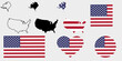 map flag united states of america icon set