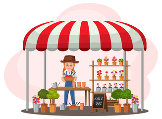 Wall Mural - Flea market concept with garden shop