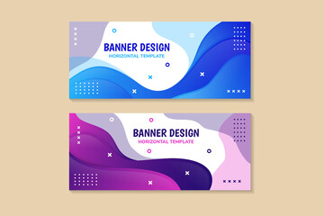 Poster - collection of abstract banner background designs in white, blue and purple gradient colors with copy space. dot, circle and cross x elements. 