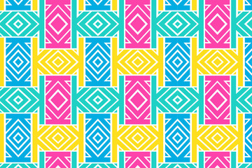 Poster - abstract colorful seamless pattern design template. the elements of patterns are letter k, square, a