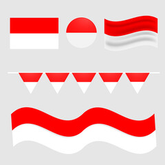 Poster - Set of collection Indonesia national flag design vector 