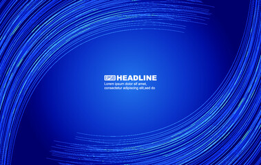 Fototapete - Blue symmetrical spiral line technology poster background