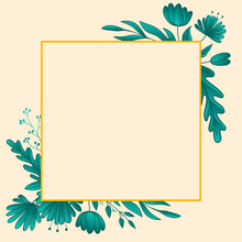 Simple Square Background For Social Media Post With Green Flower.