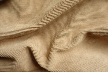 Wall Mural - light brown corduroy fabric in soft folds