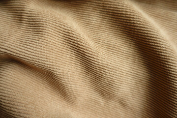 Wall Mural - Rippled light brown corduroy fabric from above