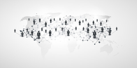 Poster - black and white modern style global networks, worldwide business, it connections - social media conc