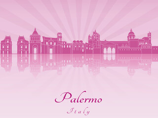 Wall Mural - Palermo skyline in purple radiant orchid