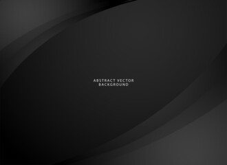 Wall Mural - Elegant dark gradient background vector with wavy shapes. Black gradient shapes background vector.