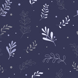Fototapeta Boho - Boho seamless pattern with herbs and branches