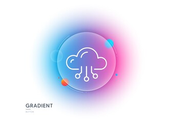 Poster - cloud computing line icon. gradient blur button with glassmorphism. internet data storage sign. file