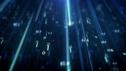 Poster - Big Data Digital Business Hitech Background/ 4k animation of an abstract wallpaper big data business digital technology background including connected lines and numbers matrix styled flowing with dept