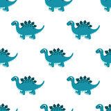 Fototapeta Dinusie - Stegosaurus seamless pattern. Dinosaur. Funny dino. Vector, flat