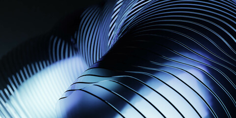 Poster - abstract glass sheet with dark blue light 3d render illustration