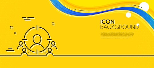 Poster - Business targeting line icon. Abstract yellow background. Marketing target strategy symbol. Aim with people sign. Minimal business targeting line icon. Wave banner concept. Vector