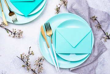 Poster - Spring table setting with envelope