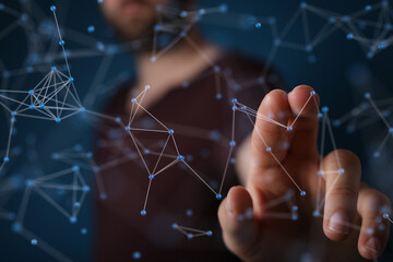 cloud network Computer connects to internet server service for cloud data transfer