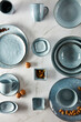 Afternoon tea still life photography walnut raisins and blue tableware