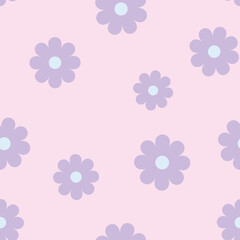 Poster - Floral vector pattern. Flower seamless repeat pattern background. Purple floral pattern.
