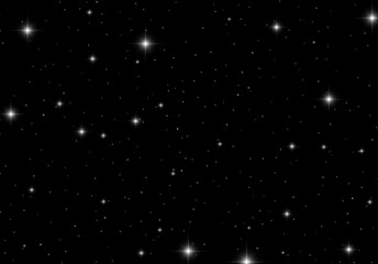 Aufkleber - Starry night abstract background with scattered vector stars in the black sky