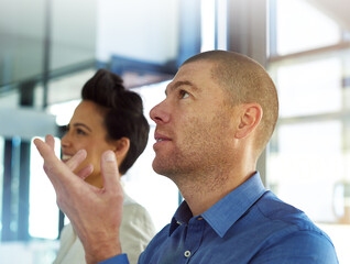 Thats all ideas I can come up with. Shot of two coworkers having a brainstorming session.