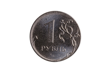 Poster - coin one Russian ruble isolated on white background