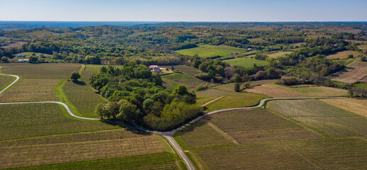 Canvas Print - Beautiful aerial landscape of the French countryside and its vineyards, Gironde, France