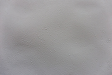 Poster - Water droplets on gray background covered with water droplets, bubbles in water.