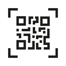 Qr Code Sign Icon In Outline Style On White Background.