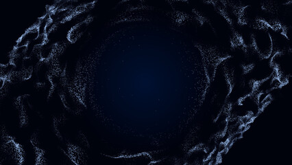 Poster - Abstract digital background from rounded colored lines. Information flow space. Big data visualization. 3D rendering.